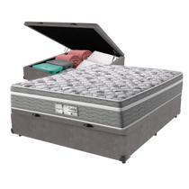 Cama Box Baú Cinza e Colchão Evolution Molas Ensacadas Viúvo Probel