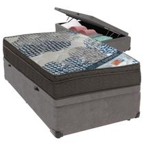 Cama Box Baú Cinza e Colchão ISO Superpocket Molas Ensacadas Solteiro Ortobom Cama Box Baú Cinza e Colchão ISO Superpocket Molas Ensacadas Solteiro Ortobom