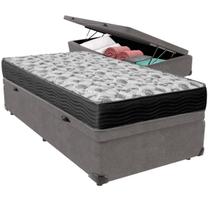 Cama Box Baú Cinza e Colchão ISO100 Espuma D33 Solteiro Ortobom Cama Box Baú Cinza e Colchão ISO100 Espuma D33 Solteiro Ortobom