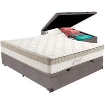 Cama Box Baú Cinza E Colchão King Best Molas Ensacadas Casal 138x188x33 Anjos Cama Box Baú Cinza E Colchão King Best Molas Ensacadas Casal 138x188x33 Anjos
