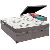 Cama Box Baú Cinza e Colchão Light Espuma D33 Casal Ortobom Cama Box Baú Cinza e Colchão Light Espuma D33 Casal Ortobom