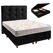 Cama Box Bau + Colchão Casal D20 D20 Inducol + Cabeceira Estofada