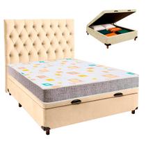 Cama Box Bau + Colchão Casal D20 D20 Inducol + Cabeceira Estofada Cama Box Bau + Colchão Casal D20 D20 Inducol + Cabeceira Estofada