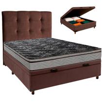 Cama Box Bau + Colchão Casal D28 Conforto Paropas + Cabeceira Estofada Cama Box Bau + Colchão Casal D28 Conforto Paropas + Cabeceira Estofada