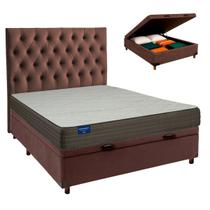 Cama Box Bau + Colchão Casal D33 Orthotech Inducol + Cabeceira Estofada