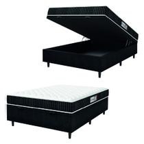 Cama Box Baú Colchão Casal Espuma D33 New Millenium 138x188x60cm Preto / Branco Hellen - Suporta até 120kg por Pessoa