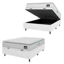 Cama Box Baú Colchão Casal Espuma D33 Vangogh Pillow Top 138x188x70cm Branco Linho Hellen Branco Cama Box Baú Colchão Casal Espuma D33 Vangogh Pillow Top 138x188x70cm Branco Linho Hellen Branco