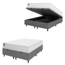 Cama Box Baú Colchão Casal King Molas Ensacadas Real Branco / Cinza Inducol Branco Cama Box Baú Colchão Casal King Molas Ensacadas Real Branco / Cinza Inducol Branco