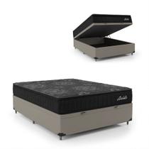 Cama Box Baú Colchão Casal Molas Ensacadas Absoluto City Pillow Top 138x188x64cm Conforto premium bege Cama Box Baú Colchão Casal Molas Ensacadas Absoluto City Pillow Top 138x188x64cm Conforto premium bege