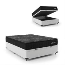 Cama Box Baú Colchão Casal Molas Ensacadas Absoluto City Pillow Top 138x188x64cm Conforto premium Branco