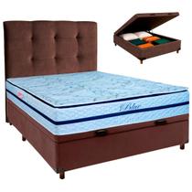 Cama Box Bau + Colchão Casal Molas Ensacadas Blue Paropas + Cabeceira Estofada Cama Box Bau + Colchão Casal Molas Ensacadas Blue Paropas + Cabeceira Estofada