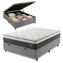 Cama Box Baú Colchão Casal Molas Ensacadas Euro In Atlantic 138x188x69cm Cinza Cama Box Baú Colchão Casal Molas Ensacadas Euro In Atlantic 138x188x69cm Cinza