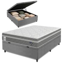 Cama Box Baú Colchão Casal Molas Ensacadas Euro In Up 138x188x67cm Cinza / Branco Probel - Suporta até 110kg por Pessoa Cama Box Baú Colchão Casal Molas Ensacadas Euro In Up 138x188x67cm Cinza / Branco Probel - Suporta até 110kg por Pessoa