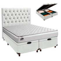 Cama Box Bau + Colchão Casal Molas Ensacadas Hanover Inducol + Cabeceira Estofada
