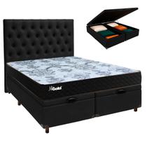 Cama Box Bau + Colchão Casal Molas Ensacadas Life Gold Paropas + Cabeceira Estofada Cama Box Bau + Colchão Casal Molas Ensacadas Life Gold Paropas + Cabeceira Estofada