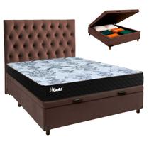 Cama Box Bau + Colchão Casal Molas Ensacadas Life Gold Paropas + Cabeceira Estofada Cama Box Bau + Colchão Casal Molas Ensacadas Life Gold Paropas + Cabeceira Estofada