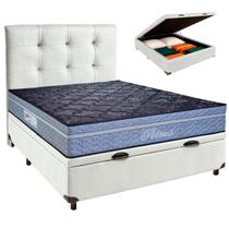 Cama Box Bau + Colchão Casal Molas Ensacadas Petrus Paropas + Cabeceira Estofada