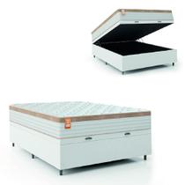 Cama Box Baú Colchão Casal Molas Ensacadas Real 138x188x68cm Linho Branco / Bege Inducol - Suporta até 130kg por Pessoa Cama Box Baú Colchão Casal Molas Ensacadas Real 138x188x68cm Linho Branco / Bege Inducol - Suporta até 130kg por Pessoa