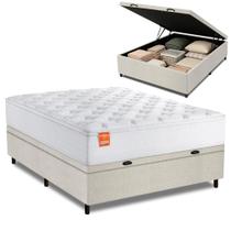 Cama Box Baú Colchão Casal Molas Ensacadas Real 138x188x68cm Linho Branco Inducol - Suporta até 130kg por Pessoa Cama Box Baú Colchão Casal Molas Ensacadas Real 138x188x68cm Linho Branco Inducol - Suporta até 130kg por Pessoa
