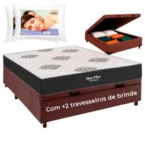 Cama Box Bau + Colchão Casal Molas Ensacadas Star Plus + 2 Travesseiros Ortobom