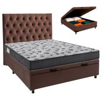 Cama Box Bau + Colchão Casal Ortobom D33 Iso100 + Cabeceira Estofada