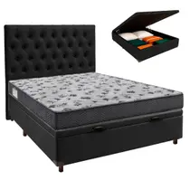 Cama Box Bau + Colchão Casal Ortobom D33 Iso100 + Cabeceira Estofada