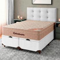 Cama Box Bau + Colchão Casal Ortobom Molas Ensacadas Airtech + Cabeceira Estofada Cama Box Bau + Colchão Casal Ortobom Molas Ensacadas Airtech + Cabeceira Estofada