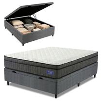 Cama Box Baú Colchão Casal Ortopédico D33 Euro Pillow Ultra 138x188x66cm Cinza Cama Box Baú Colchão Casal Ortopédico D33 Euro Pillow Ultra 138x188x66cm Cinza