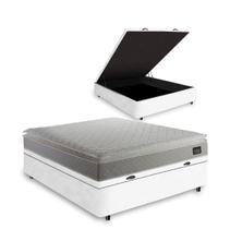 Cama Box Baú + Colchão de Casal Strong D45 One Face 138x188x54cm Branco - Suporta até 150kg por pessoa