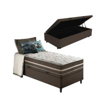Cama Box Baú + Colchão de Solteiro Classic Molas Ensacadas 78x188x64cm Cama Box Baú + Colchão de Solteiro Classic Molas Ensacadas 78x188x64cm
