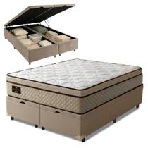 Cama Box Baú Colchão King Gazin Inglaterra Premium Molas Ensacadas e Euro Pillow 193x203x73cm