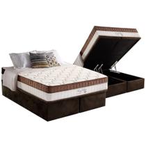 Cama Box Baú : Colchão Molas Ensacadas D Angelis Anjos King Best Brown + Base CRC Suede Brown (193x203)