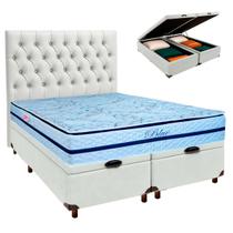 Cama Box Bau + Colchão Queen Molas Ensacadas Blue Paropas + Cabeceira Estofada