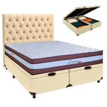 Cama Box Bau + Colchão Queen Molas Ensacadas Legaccy Paropas + Cabeceira Estofada Cama Box Bau + Colchão Queen Molas Ensacadas Legaccy Paropas + Cabeceira Estofada