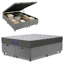Cama Box Baú Colchão Queen Ortopédico Espuma D33 Hiper 158x198x60cm Cinza