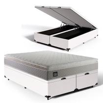 Cama Box Baú + Colchão Queen Strong D45 One Face 158x198x54cm Branco - Suporta até 150kg por pessoa Cama Box Baú + Colchão Queen Strong D45 One Face 158x198x54cm Branco - Suporta até 150kg por pessoa