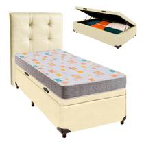 Cama Box Bau + Colchão Solteiro D20 D20 Inducol + Cabeceira Estofada Cama Box Bau + Colchão Solteiro D20 D20 Inducol + Cabeceira Estofada