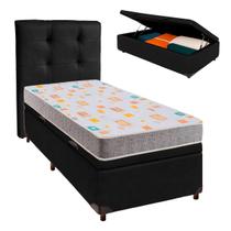 Cama Box Bau + Colchão Solteiro D20 D20 Inducol + Cabeceira Estofada Cama Box Bau + Colchão Solteiro D20 D20 Inducol + Cabeceira Estofada