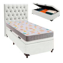 Cama Box Bau + Colchão Solteiro D20 D20 Inducol + Cabeceira Estofada
