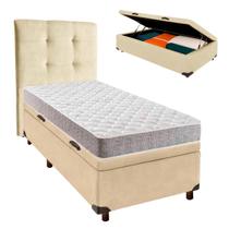 Cama Box Bau + Colchão Solteiro D23 D23 Inducol + Cabeceira Estofada Cama Box Bau + Colchão Solteiro D23 D23 Inducol + Cabeceira Estofada