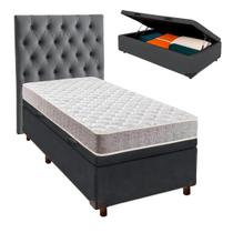 Cama Box Bau + Colchão Solteiro D23 Inducol + Cabeceira Cama Box Bau + Colchão Solteiro D23 Inducol + Cabeceira