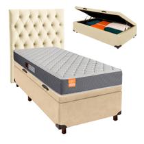 Cama Box Bau + Colchão Solteiro D23 Pro Inducol + Cabeceira Estofada