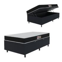 Cama Box Baú Colchão Solteiro Espuma D20 Malibu 78x188x53cm Preto / Branco Hellen Preto Cama Box Baú Colchão Solteiro Espuma D20 Malibu 78x188x53cm Preto / Branco Hellen Preto