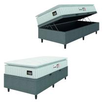 Cama Box Baú Colchão Solteiro Espuma D33 Vangogh Pillow Top 88x188x70cm Branco / Cinza Hellen - Suporta até 120kg por Pessoa Cama Box Baú Colchão Solteiro Espuma D33 Vangogh Pillow Top 88x188x70cm Branco / Cinza Hellen - Suporta até 120kg por Pessoa