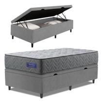 Cama Box Baú Colchão Solteiro Molas Ensacadas Atlanta 88x188x63cm Cinza