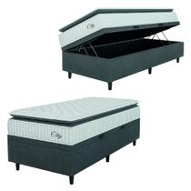 Cama Box Baú Colchão Solteiro Molas Ensacadas City Pillow Top 88x188x64cm Branco / Cinza Hellen - Suporta até 110kg por Pessoa Cama Box Baú Colchão Solteiro Molas Ensacadas City Pillow Top 88x188x64cm Branco / Cinza Hellen - Suporta até 110kg por Pessoa