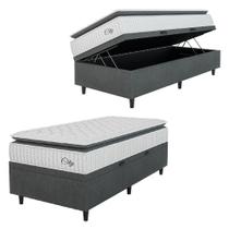 Cama Box Baú Colchão Solteiro Molas Ensacadas City Pillow Top 88x188x64cm Branco-Preto Hellen Suporta até 110kg por Pessoa Cama Box Baú Colchão Solteiro Molas Ensacadas City Pillow Top 88x188x64cm Branco-Preto Hellen Suporta até 110kg por Pessoa
