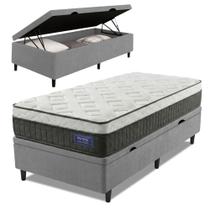 Cama Box Baú Colchão Solteiro Molas Ensacadas Euro In Atlantic 88x188x69cm Cinza