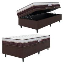 Cama Box Baú Colchão Solteiro Molas Ensacadas Florida 88x188x61cm Marrom-Branco Hellen Suporta até 110kg por Pessoa Cama Box Baú Colchão Solteiro Molas Ensacadas Florida 88x188x61cm Marrom-Branco Hellen Suporta até 110kg por Pessoa