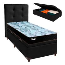 Cama Box Bau + Colchão Solteiro Molas Ensacadas Life Gold Paropas + Cabeceira Estofada Cama Box Bau + Colchão Solteiro Molas Ensacadas Life Gold Paropas + Cabeceira Estofada